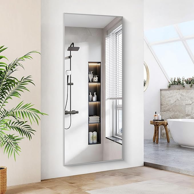30x72inch Bathroom Mirror, Silver Rectangle Mirror with Thin Metal Frame, Large Rectangular Wall Mirror for Bathroom, Living Roomm, Hair Salon, Big Farmehouse Mirror Hang Horizontal/Vertical