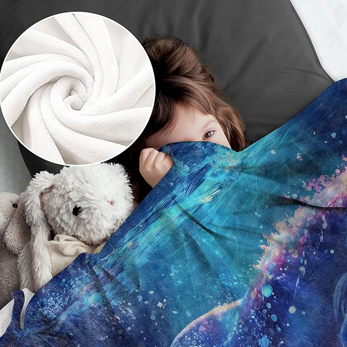 Dolphin Blanket for Kids Adults, Dolphin Gifts Flannel Throw Blanket, Dolphin Decor Lightweight Warm Soft for Sofa Couch Bed Living Room Office 60" x 50"