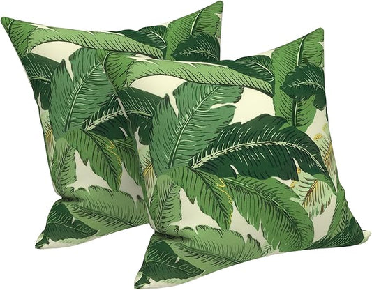 LVTXIII Outdoor Throw Pillow Covers 16 x 16 Inch, Covers ONLY Modern Cute Pattern Decorative Square Toss Pillow Case Pack of 2 for Home Patio Garden Sofa Bed Furniture, Swaying Palms Green