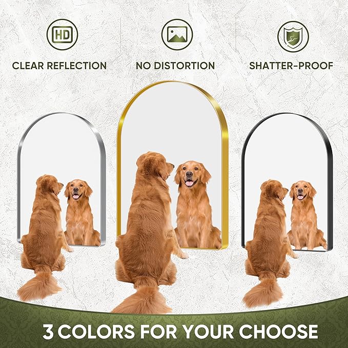 Suidia 24" x 36" Bathroom Mirror, Bathroom Vanity Mirror Metal Framed, Wall-Mounted Mirrors for Bedroom, Living Room, Entryway, Hallway, Gold, Arch Style