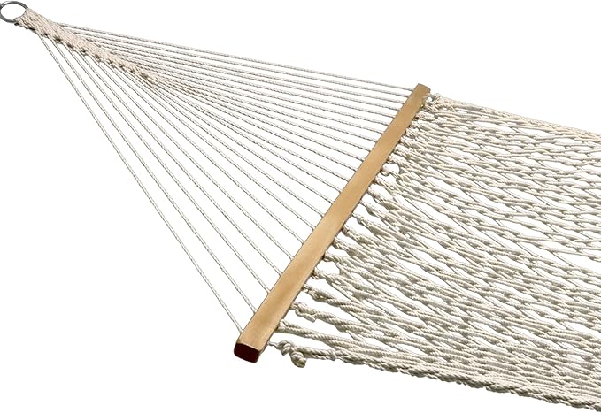 Sunnydaze Cotton Rope Hammock for Outside - 450-Pound Capacity Indoor or Outdoor Hammock with Spreader Bars - Natural