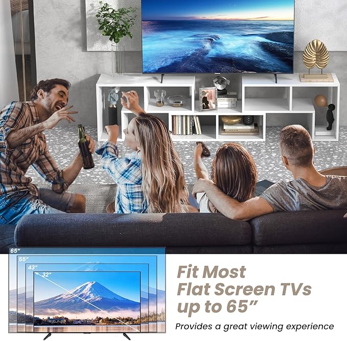 KOTEK TV Stand for 50 55 60 65 Inch TV, 3 Pieces Free Combination Bookshelf Organizer, TV Console Table with Open Storage Shelves, Modern Entertainment Center for Living Room, Bedroom