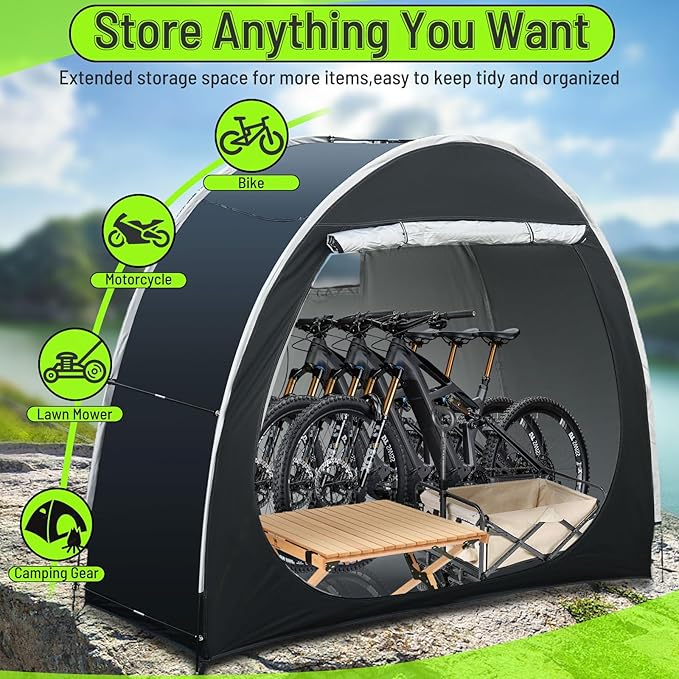 Bike Storage Shed Tent for 2-3 Bikes, 210D Oxford Thick Waterproof Bicycle Shed Tent, Bike Cover Shelter for Motorcycle,Garden Tool etc, Bike Tent/Bike Shed - S