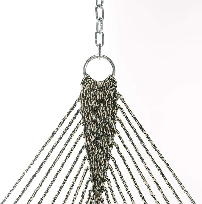 Original Pawleys Island 15DCOTG Presidential Green Oatmeal Heirloom Tweed DURACORD Rope Hammock w/Extension Chains & Tree Hooks, Handcrafted in The USA, 450 LB Weight Capacity, 13 ft. x 65 in.