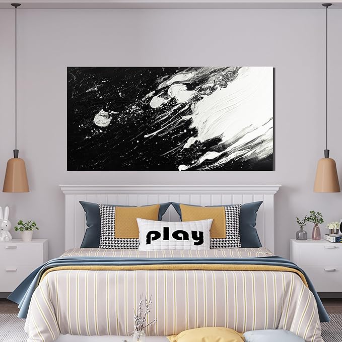 Canvas Wall Art Decor Modern Black and White Wall Art Prints Abstract Wall Art for Living Room Abstract Black Art Abstract Canvas Art Wall Decor Artwork for Walls Bedroom Office Decor 20" X 40"