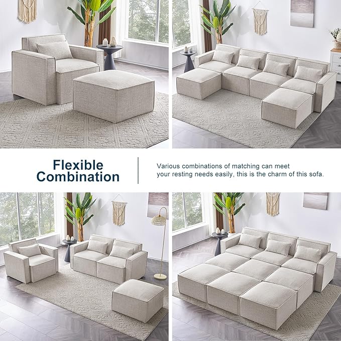 ELUCHANG Oversized Accent Chair,Modern Boucle Sofa Chair with Strong Wood Frame,High Supportive & Soft Sponges,Comfy Upholstered Armchair Reading Chairs for Living Room Apartment Small Spaces,Oatmeal