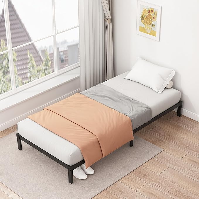 9 Inch Low Twin Bed Frames Heavy Duty Metal Platform, No Box Spring Needed, Easy Assembly Mattress Foundation, No Noise, Black