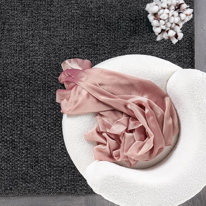 CAMILSON Easy Jute Rug 9x12, Indoor Outdoor Dark Gray Black Farmhouse Area Rugs for Living Room Patio and Kitchen Rug Solid Boho Woven Design Easy-Cleaning Washable Outside Carpet Alfombras (9 x 12)