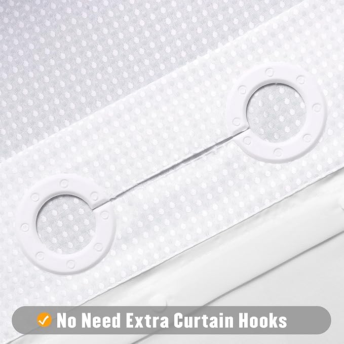 MitoVilla No Hooks Required Navy Blue Shower Curtain with Snap-in Liner, Modern Blue Ombre Waffle Weave Heavy Duty Fabric Shower Curtain for Luxury Neutral Hotel Spa Bathroom Decor, 72 x 74