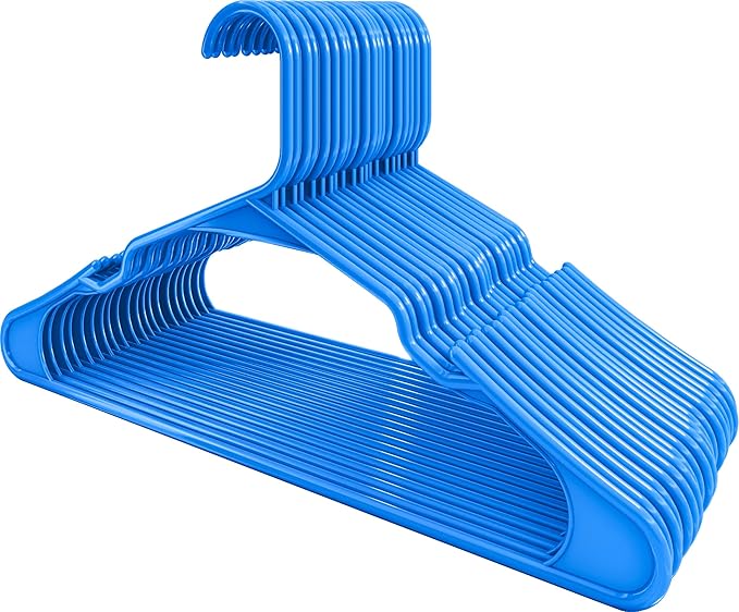 Utopia Home Clothes Hangers 30 Pack - Plastic Hangers Space Saving - Durable Coat Hanger with Shoulder Grooves (Blue)