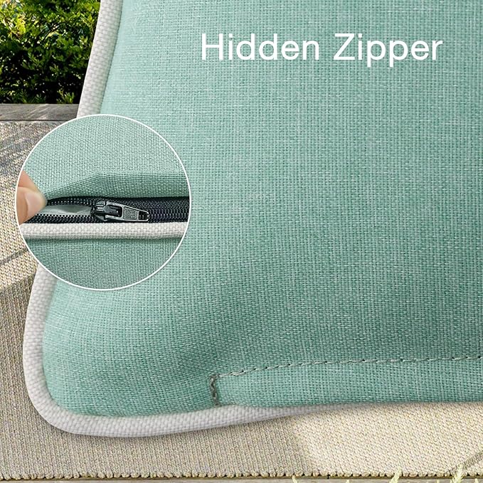 Decorative Outdoor Water Repellent Throw Pillows with Inserts, Set of 4, 18" x18" Pillows for Patio, Backyard, Bed, Couch, and Patio Furniture, Aqua Green