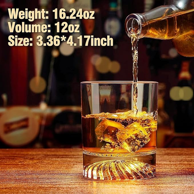 Whiskey Glasses Old Fashioned Glasses Set of 6 12oz Rocks Glasses Gift for Men Women Drinking Bourbon Scotch Cocktails Rum Cognac Vodka at Home Bar