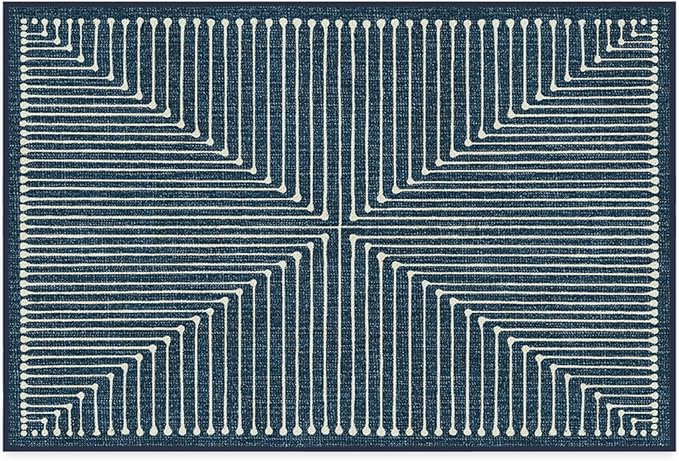 RUGGABLE x Jonathan Adler Machine Washable Modern Area Rug – Inkdrop Lapis Blue 2x3, Stain-Resistant, Non-Slip – Small Rugs for Living Room, Bedroom, Hallway, Entryway & Bathroom–with Cushioned Pad