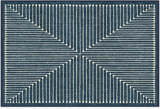 RUGGABLE x Jonathan Adler Machine Washable Modern Area Rug – Inkdrop Lapis Blue 2x3, Stain-Resistant, Non-Slip – Small Rugs for Living Room, Bedroom, Hallway, Entryway & Bathroom–with Cushioned Pad