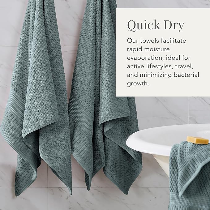 NY Loft 100% Cotton Hand Towel 6 Pack Hand Towel Set | Super Soft & Absorbent Quick-Dry Hand Towels 16" x 28" |Textured and Durable Cotton | Trinity Collection (6 Pack Hand Towel, Stormy Sea)