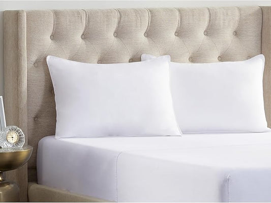 Serta Simply Clean Soft Stain-Resistant Down Alternative Soft/Medium Bed Pillows for Sleeping (2 Pack), King, White