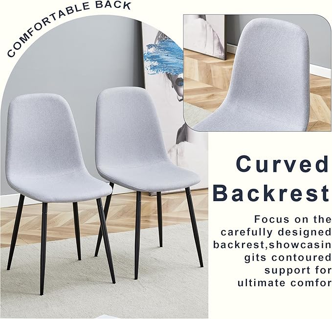 Round Dining Table Set for 6, 45IN Kitchen Table Set with Faux Marble Table Top and PU Upholstered Chairs, Modern Dinner Table with Chairs Set for Dinning Room, Living Room