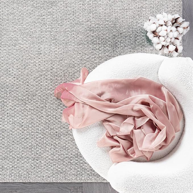 CAMILSON Easy Jute Rug 9x12, Indoor Outdoor Gray Color Farmhouse Area Rugs for Living Room Patio and Kitchen Rug, Solid Boho Woven Design, Easy-Cleaning, Washable Outside Carpet Alfombras (9 x 12)