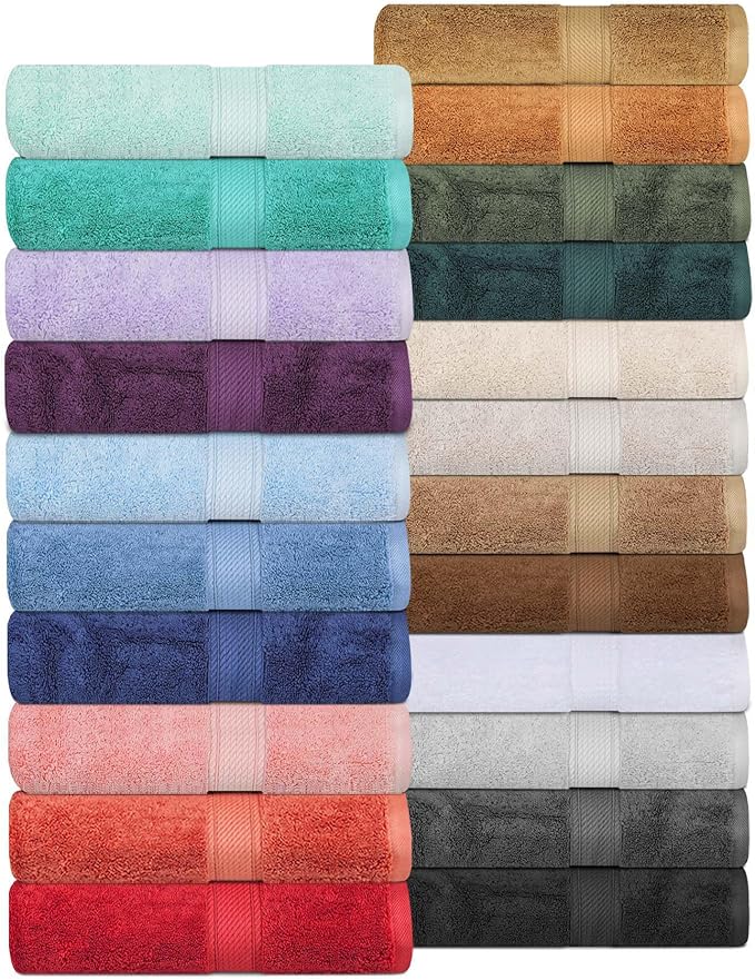 Superior Egyptian Cotton Pile 8 Piece Towel Set, Includes 2 Bath, 2 Hand, 4 Face Towels/Washcloths, Ultra Soft Luxury Towels, Thick Plush Essentials, Guest Bath, Spa, Hotel Bathroom, Tea Rose