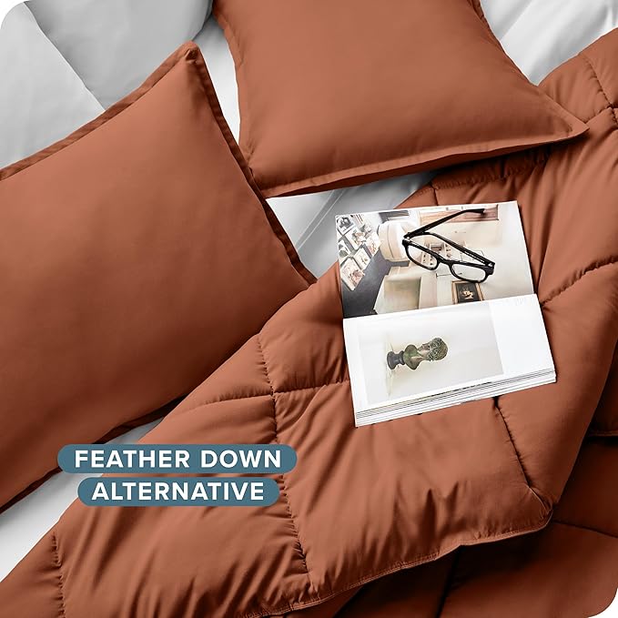 Bare Home Comforter Set - Twin/Twin Extra Long Size - Ultra-Soft - Goose Down Alternative - Premium 1800 Series - All Season Warmth (Twin/Twin XL, Terracotta)