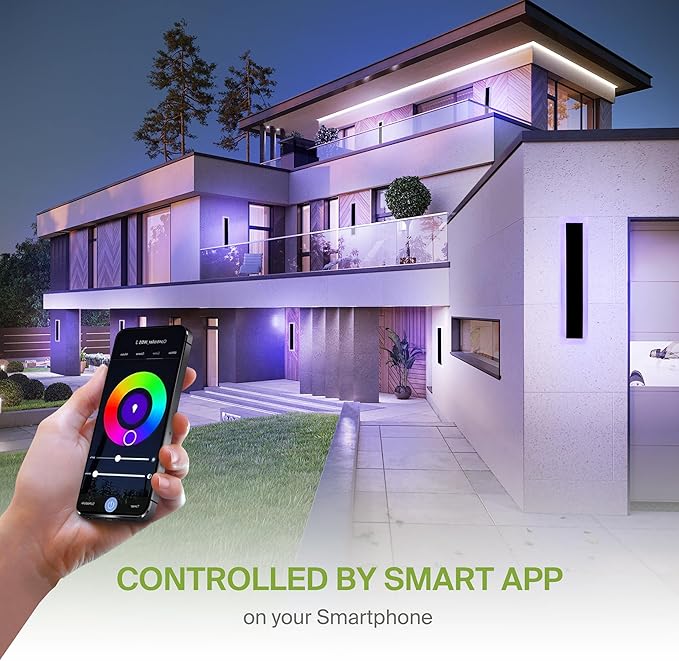 ASD LED 24" Long Wall Mount Light Fixture, Outdoor & Indoor Linear Sconce | RGBW, Smart, Waterproof, Anti-Rust, ETL Listed | 18W 1000LM 2700-6500K 100-277V | Exterior Porch Lighting | Black