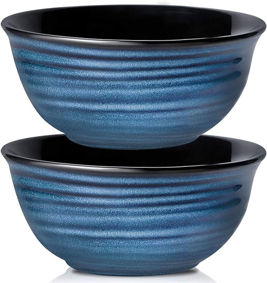 HASENSE Serving Bowls, 60 Ounces Ceramic Salad Pasta Soup Bowls, 8.5 inch Large Bowls for Kitchen Ramen Pho Fruit Cereal Popcorn, Microwave and Dishwasher Safe, Set of 2, Blue