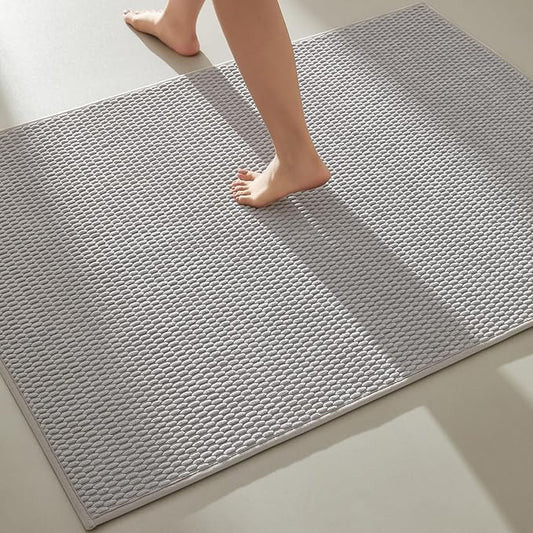 Large Bathroom Rugs Non Slip Washable Bath Rugs Super Absorbent Bathroom Rug Thin Quick Dry Low Pile Bath Mats, Light Grey 36"x48"
