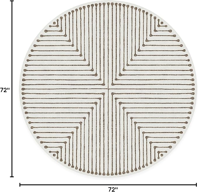 RUGGABLE x Jonathan Adler Machine Washable Area Rug – Inkdrop Camel & Ivory 6 ft Round, Stain-Resistant, Non-Slip – Medium Rugs for Living Room, Bedroom, Hallway, Entryway & Office–with Cushioned Pad