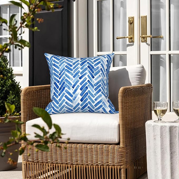 LVTXIII Outdoor Throw Pillow Covers 20 x 20 Inch, Covers ONLY Modern Cute Pattern Decorative Square Toss Pillow Case Pack of 2 for Home Patio Garden Sofa Bed Furniture, Blue Bricks