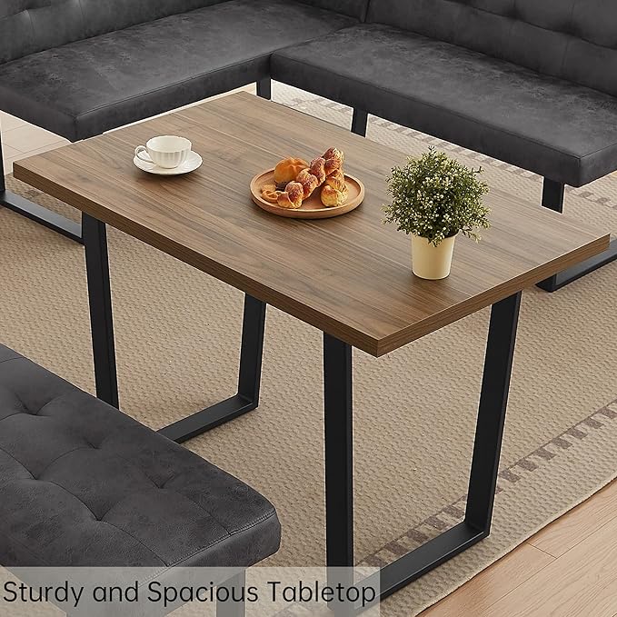 3-Piece Corner Dining Table Set with Bench, 70 Inch Space-Saving Breakfast Nook for Kitchen & Dining Room(Walnut Table & R-Seat Grey Bench)