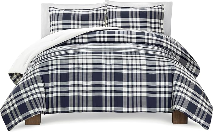 UGG 32553 Leonora California King 3-Piece Comforter Set Luxury Bedding Comforter and Two Pillow Shams Cozy Comfortable Reversible Machine Washable Hotel Style Bedding Set, King, Ocean Plaid