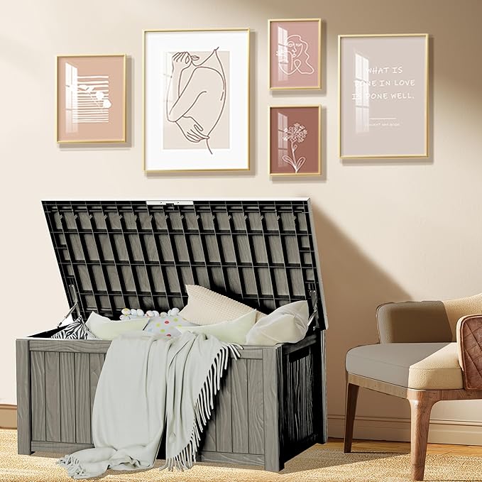 150GAL Brown Large - Capacity Outdoor Deck Box with Lock Hole – Waterproof, SGS - Certified UV Resistance, Ideal for Storing Patio Furniture Sets & Seasonal Decor, Hassle - Free Setup