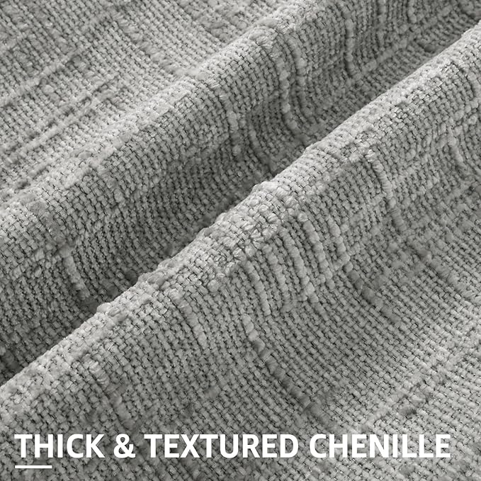 decorUhome Neutral Grey Chenille Throw Pillow Covers 12x20 Set of 2 Thick Textured Slubby Couch Pillow Covers Farmhouse Accent Modern Neutral Decorative Pillow Cases for Bed Sofa Living Room