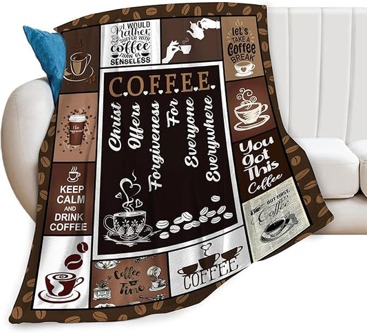 Coffee Blanket Coffee Throw Blanket Soft Fleece Flannel Bedding Gifts for Men Women Girls Lovers Adults Stuff Plush for Couch Sofa Bed Room Decor 50"X60"