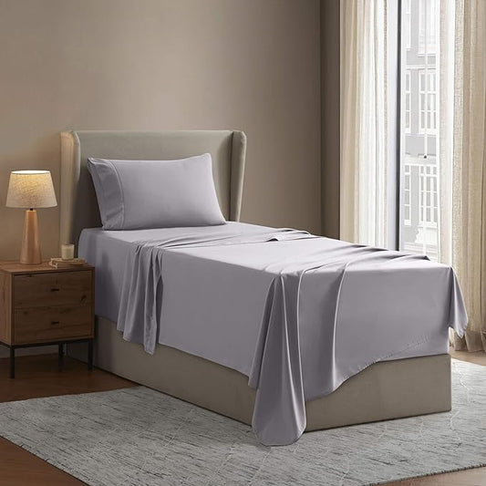 Nestl Twin Sheet Set - 1800 Ultra-Soft Microfiber Twin Bed Sheets - Double Brushed - Deep Pockets - Easy Fit - Extra Soft - 3 Piece Set - Bedding Sheets & Pillowcases (Twin, Grey Lavender)