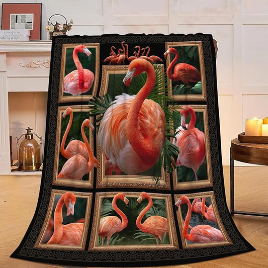 Yibuda Flamingo Blanket Bird Tropical Flannel Plush Throw Blanket Cozy Animal Decor Fleece Stuff Blanket Gifts for Lover Girls Boys Kids Adults Women Bed Travel 40"x50"
