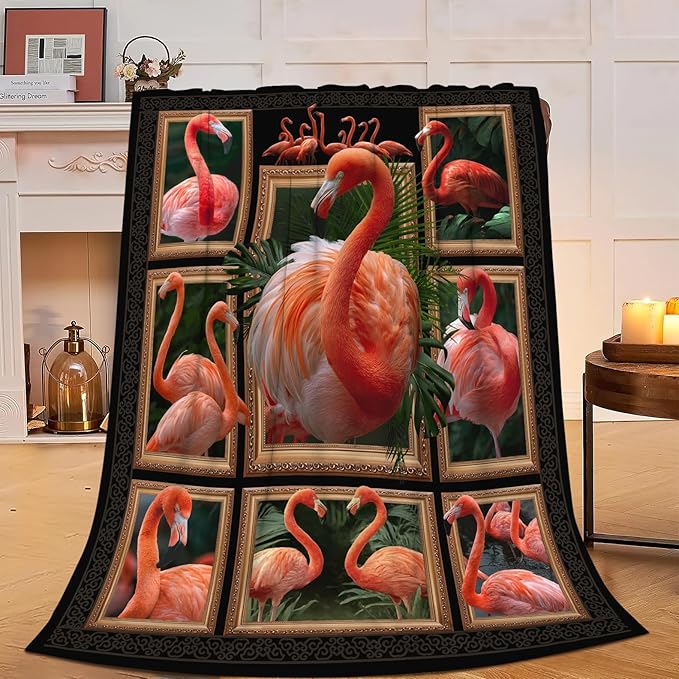 Yibuda Flamingo Blanket Bird Tropical Flannel Plush Throw Blanket Cozy Animal Decor Fleece Stuff Blanket Gifts for Lover Girls Boys Kids Adults Women Bed Travel 50"x60"
