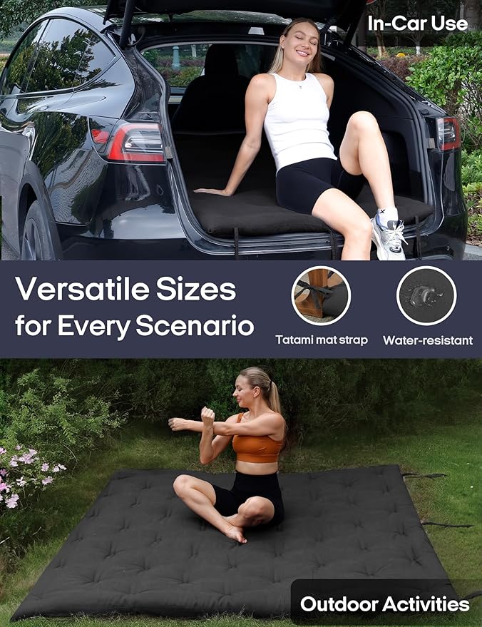 Syrinx Japanese Floor Futon Mattress, Foldable Tatami Sleeping Pad for Adults & Kids, Roll-Up Floor Bed or Bench Cushion