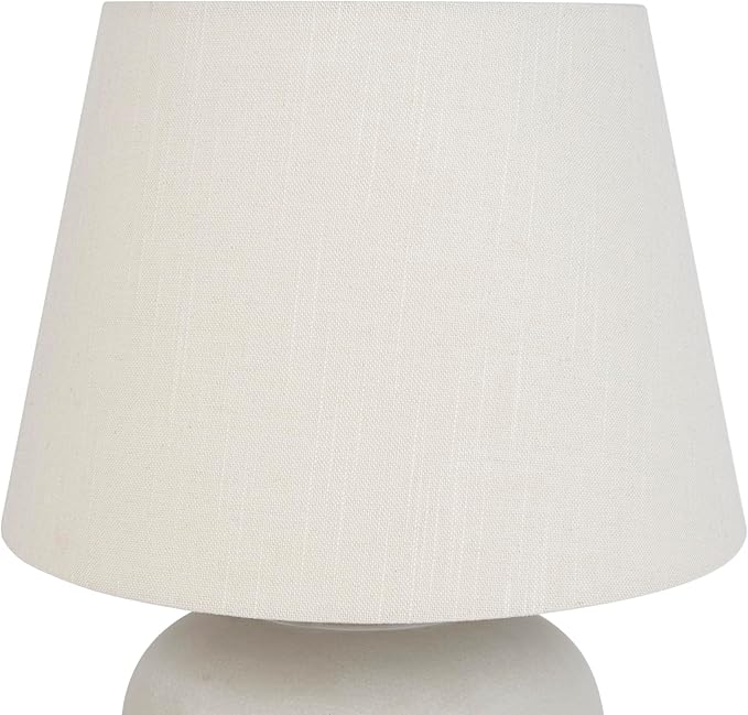Nourison Home 20" Sand (Light Beige) Ceramic Pot Table Lamp for Bedroom, Living Room, Console, Entryway
