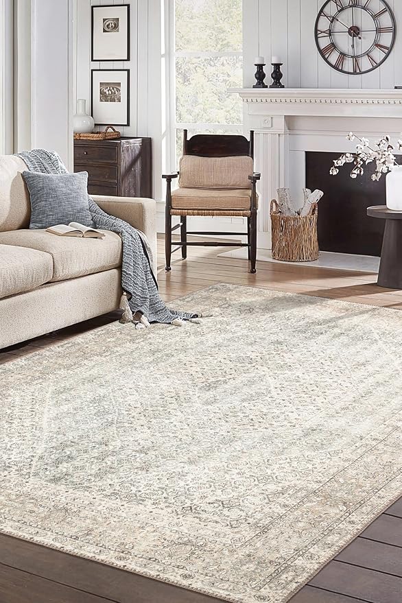 Keen Home Design 10x14 Rug - Machine Washable Area Rug with Non-Slip Backing, Ideal for Living Room, Dining Room, Bedroom - Vintage, Easy Clean, Durable, Low Pile Rug - (9'7" x 14')
