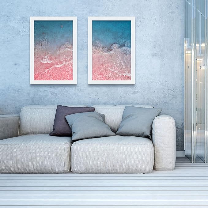 VCK 20x30 Poster Frame - Wooden White Picture Frames with Plexiglass, Natural Woodgrain Wall Gallery photo frames