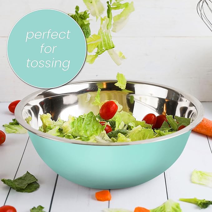 WHYSKO Meal Prep Stainless Steel Mixing Bowls Set, Home, Refrigerator, and Kitchen Food Storage Organizers | Ecofriendly, Reusable, Heavy Duty (Blue)