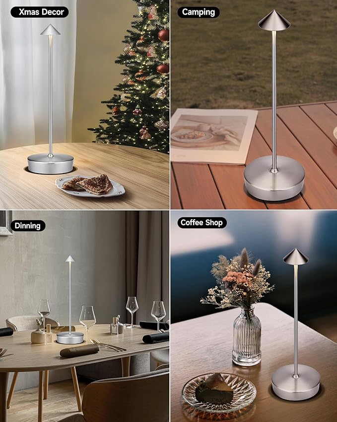 Cordless Led Table Desk Lamp 2 Pack, 7000mAh Battery Outdoor Table Light Waterproof for Restaurant Patio Camping Home Decor, USB-A Output, Brightness Memory, Dimmable