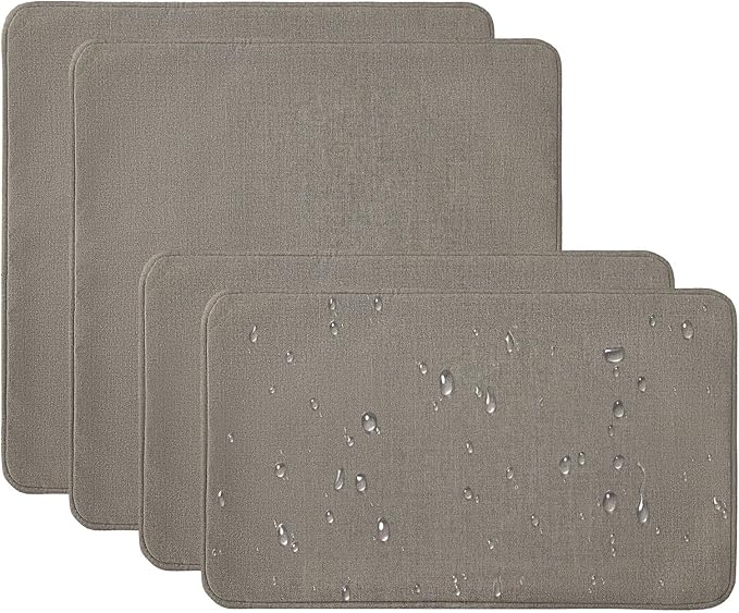 Outdoor Sunbrella Decorative Throw Pillow Covers Only, Pack of 4, 17"x17" & 20"x12" Water Repellent Replacement Lumbar Pillow Case for Patio, Couch, Sofa and Patio Furniture, Cast Shale