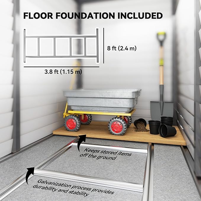 Outsunny 4.6' x 9' Steel Outdoor Storage Shed, Lean to Shed, Metal Tool House with Foundation Kit, Lockable Doors, Gloves and 2 Air Vents for Backyard, Patio, Lawn, Gray