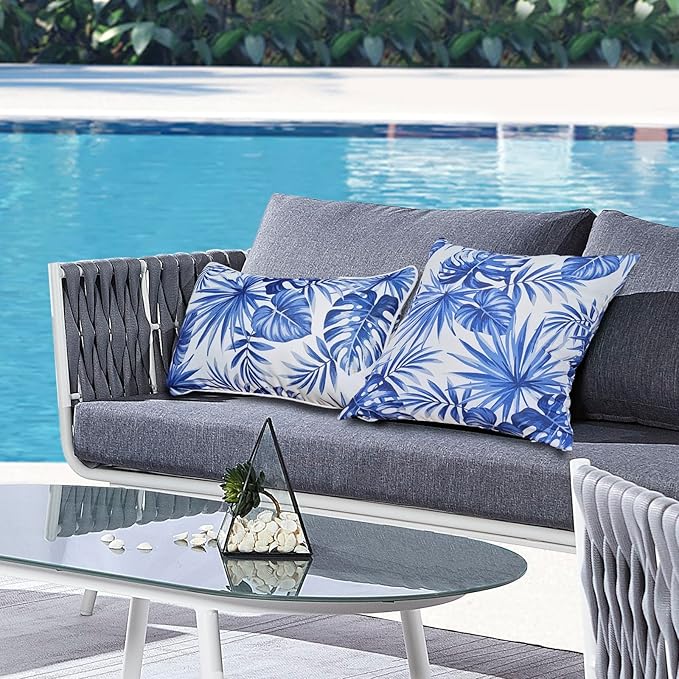 Outdoor Throw Pillows - Decorative Pillows with Insert Included Set of 2 Outdoor Pillows for Patio Furniture 18x18 Inch