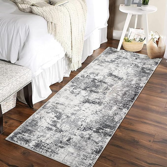 Runner Rug 2x6 Modern Abstract Hallway Machine Washable Non Slip Soft Stain Resistant Rugs Low Pile Non Shed Rug for Kitchen Bathroom, Green