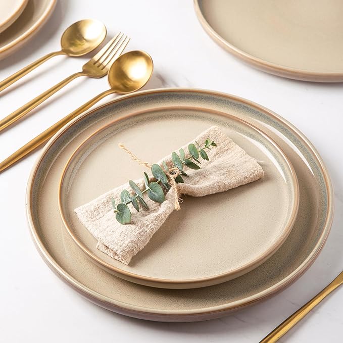 AmorArc Stoneware Dinnerware Sets,Round Reactive Ceramic Plates and Bowls Set,Highly Scratch Resistant | Dishwasher & Microwave Safe Dishes,Dishware Service for 8 (24pc)