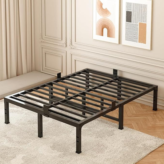 FUIOBYVV California King Bed Frames, 16 Inch Heavy Duty Metal Platform Bed Frame Cal King Size Support Up to 3500 lbs, No Box Spring Needed/No Shaking/Steel Slat Support/Noise Free/Easy Assembly