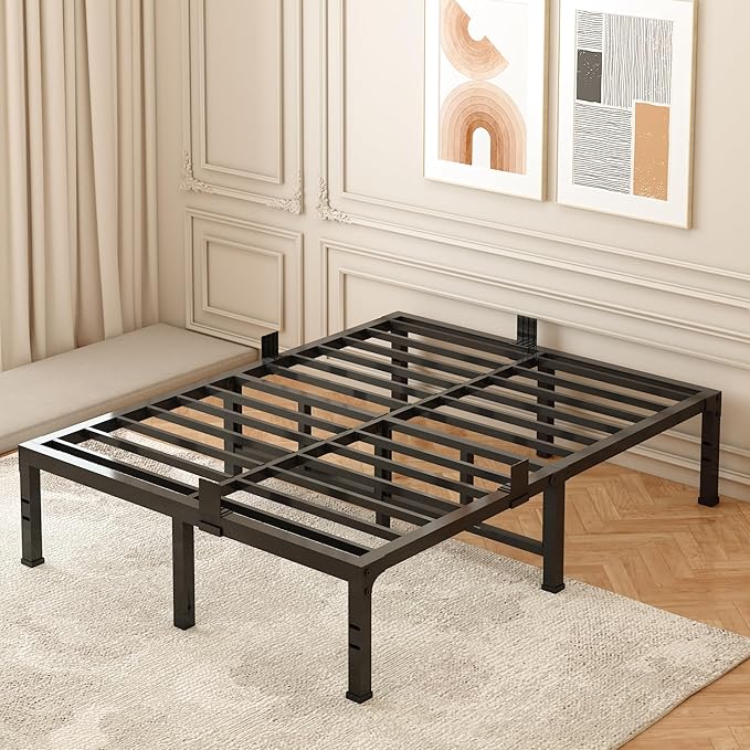 FUIOBYVV Full Bed Frames, 16 Inch Heavy Duty Metal Platform Bed Frame Full Size Support Up to 3500 lbs, No Box Spring Needed/No Shaking/Steel Slat Support/Noise Free/Easy Assembly
